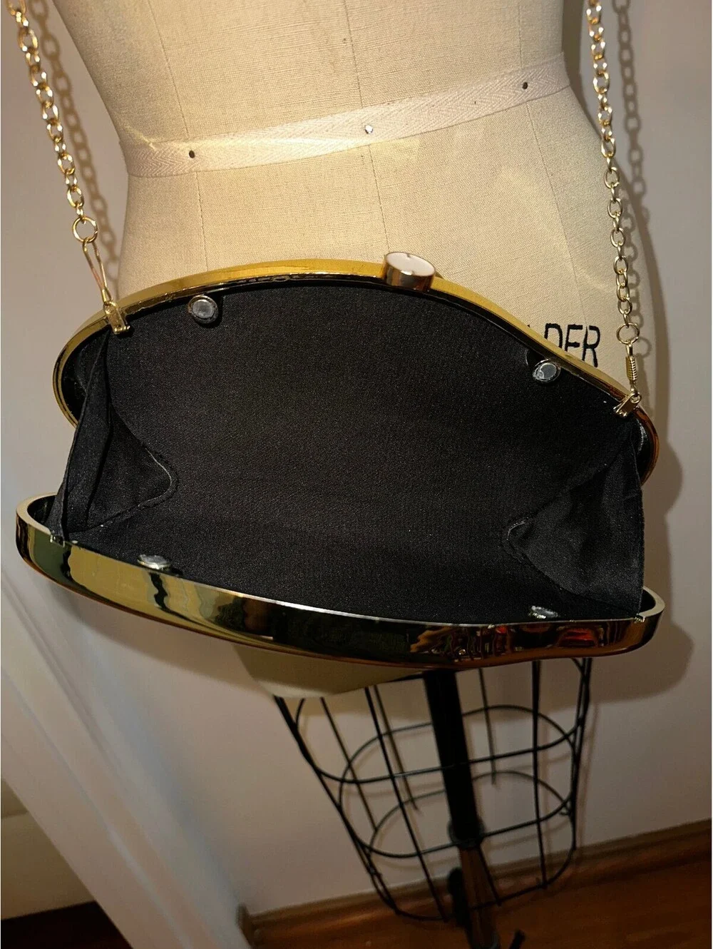Metallic Gold Abstract Hard-Shell Acrylic Evening Clutch